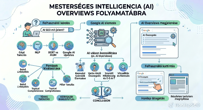 AI Overviews működése egy egyszerű folyamatábrán AI Overviews működése egy egyszerű folyamatábrán