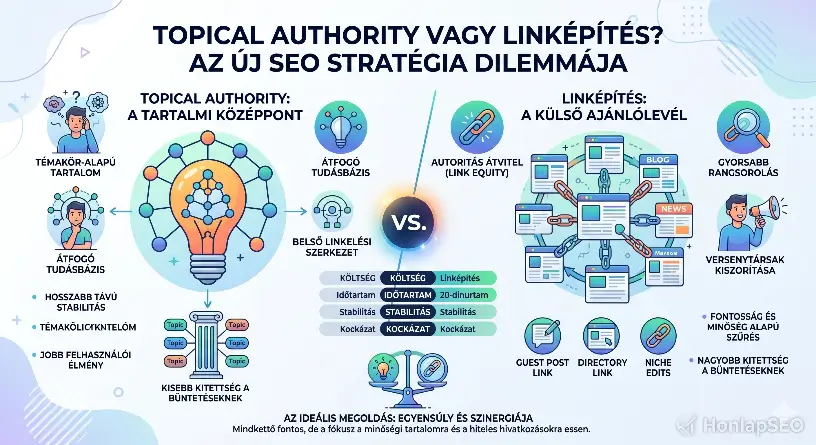 Topical authority vs linképítés: melyik fontosabb 2026-ban?