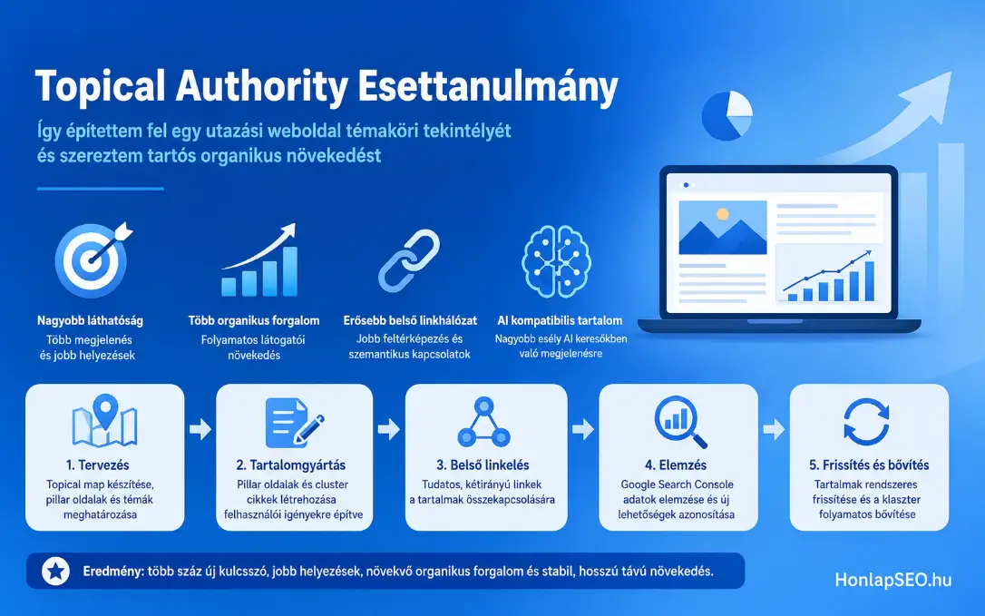 Utazás honlap topical authority építés esettanulmány